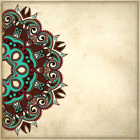 Ornamental floral pattern with place for your text, in grunge backgroundのイラスト素材