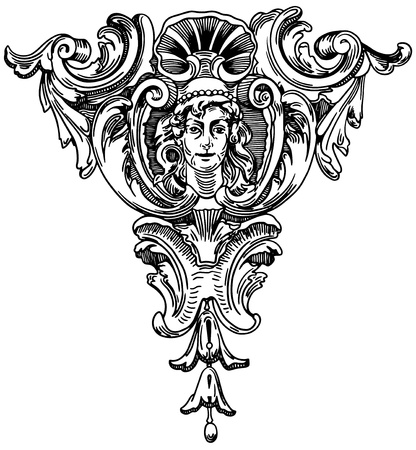 Decorative element of the facade of a historic building in Lviv (Ukraine)のイラスト素材