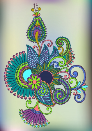 original hand draw line art ornate flower design. Ukrainian traditional styleのイラスト素材