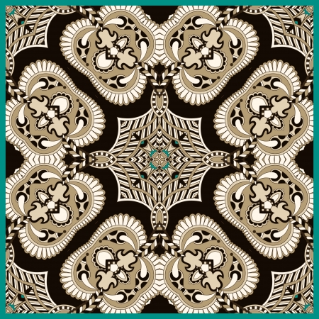 Traditional ornamental floral paisley bandanna. Ornament seamless background . You can use this pattern in the design of carpet, shawl, pillow, cushionのイラスト素材
