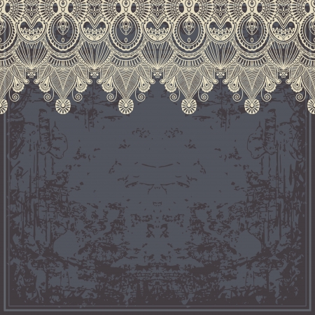 Ornamental floral pattern with place for your text, in grunge backgroundのイラスト素材