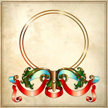 baroque frame on old paper background.のイラスト素材