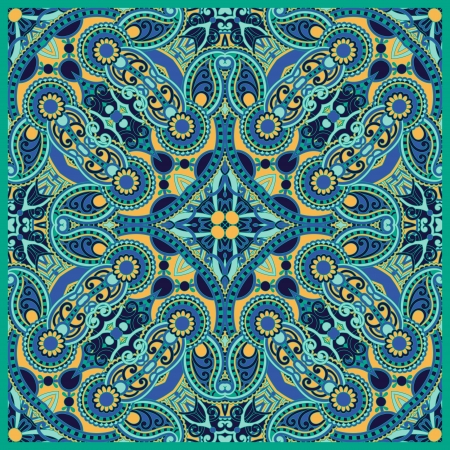 Traditional ornamental floral paisley bandanna. You can use this pattern in the design of carpet, shawl, pillow, cushionのイラスト素材