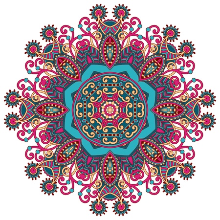 Circle lace ornament, round ornamental geometric doily patternのイラスト素材