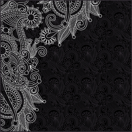 black and white floral patternのイラスト素材