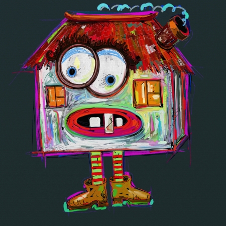 doodle terrible house, digital painting illustrationの写真素材