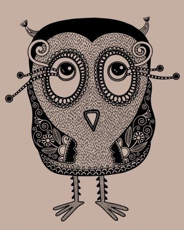 original modern cute ornate doodle fantasy owlのイラスト素材