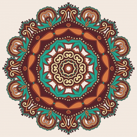 Circle lace ornament, round ornamental geometric doily patternのイラスト素材