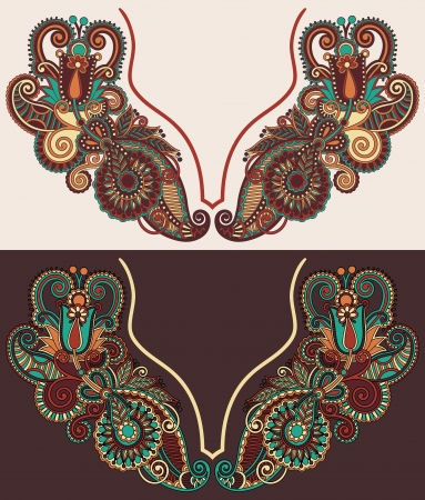 Neckline embroidery fashionのイラスト素材