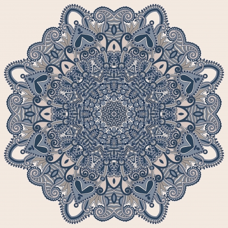 Circle lace ornament, round ornamental geometric doily patternのイラスト素材