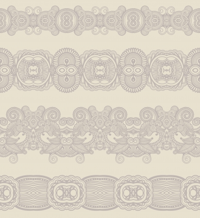 collection of seamless ornamental floral stripesのイラスト素材