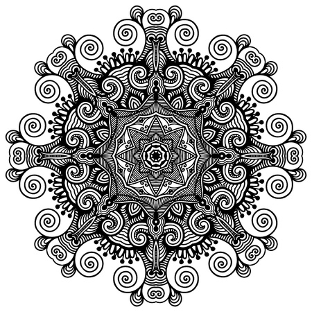Circle lace ornament, round ornamental geometric doily patternのイラスト素材