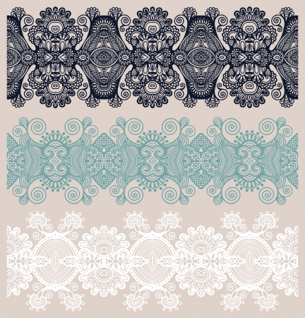 collection of seamless ornamental floral stripesのイラスト素材