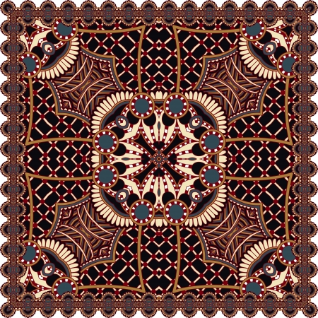 Traditional ornamental floral paisley bandanna. You can use this pattern in the design of carpet, shawl, pillow, cushionのイラスト素材
