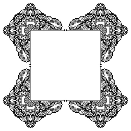 black and white floral patternのイラスト素材