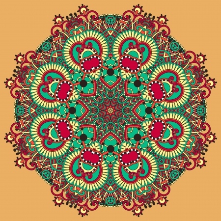 Circle lace ornament, round ornamental geometric doily patternのイラスト素材