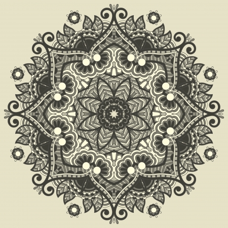 Circle lace ornament, round ornamental geometric doily patternのイラスト素材