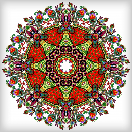 Circle lace ornament, round ornamental geometric doily patternのイラスト素材