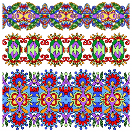 collection of seamless ornamental floral stripesのイラスト素材