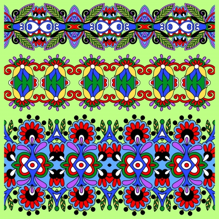 collection of seamless ornamental floral stripesのイラスト素材