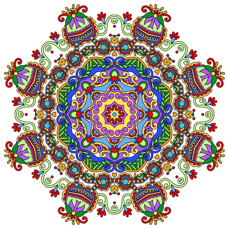 Circle lace ornament, round ornamental geometric doily patternのイラスト素材