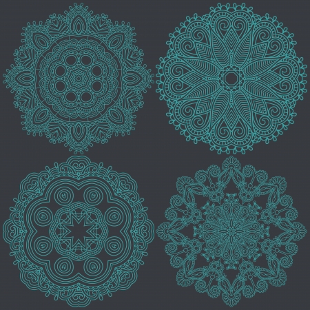 Circle ornament, ornamental round lace collectionのイラスト素材