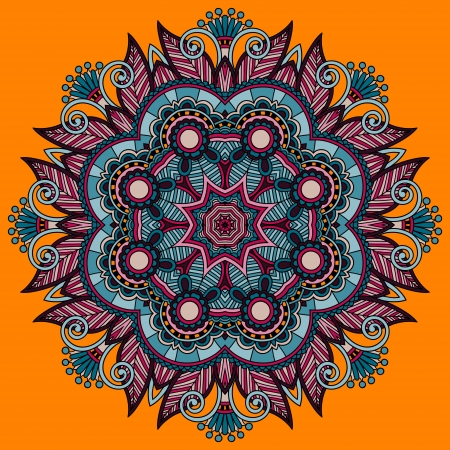 Circle lace ornament, round ornamental geometric doily patternのイラスト素材