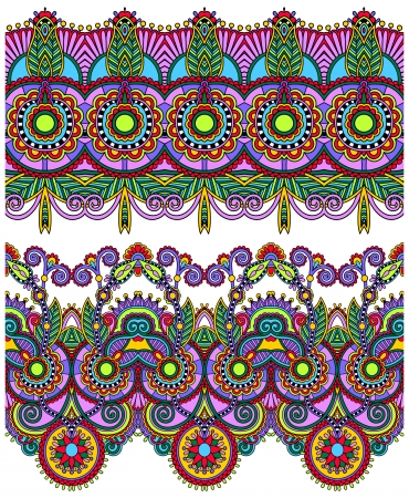 collection of seamless ornamental floral stripesのイラスト素材