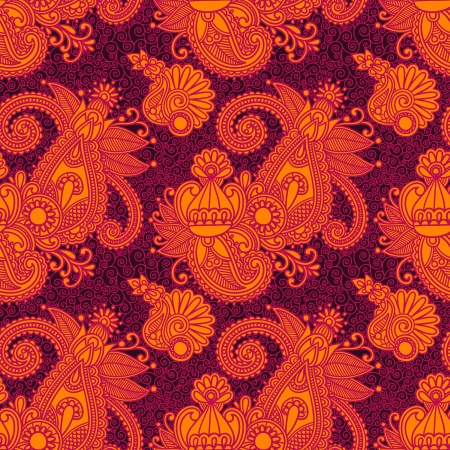 digital drawing ornate seamless flower paisley design backgroundのイラスト素材