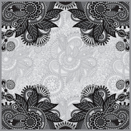 grey vintage floral ornamental template on flower background, black and white collectionのイラスト素材