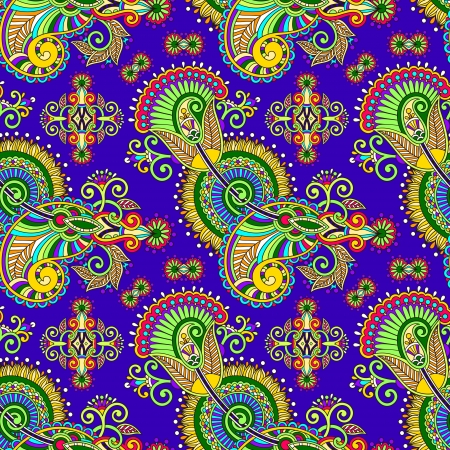 hand drawing ornate seamless flower paisley design background, ukrainian ethnic styleのイラスト素材
