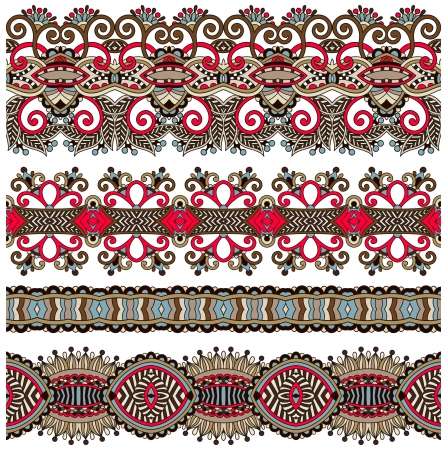 collection of seamless ornamental floral stripesのイラスト素材