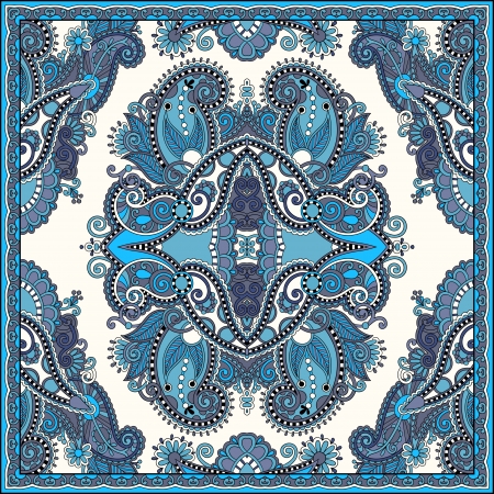 Traditional ornamental floral paisley bandanna. You can use this pattern in the design of carpet, shawl, pillow, cushionのイラスト素材