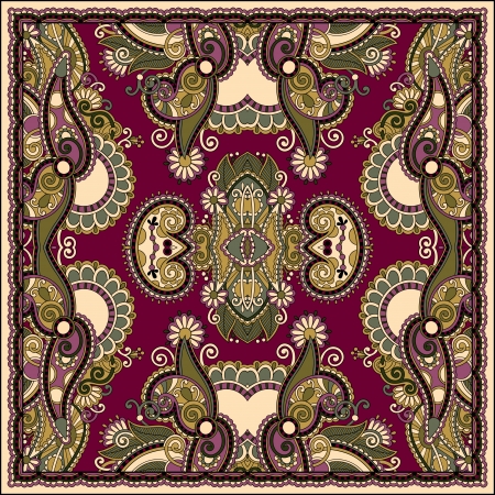 Traditional ornamental floral paisley bandanna. You can use this pattern in the design of carpet, shawl, pillow, cushionのイラスト素材