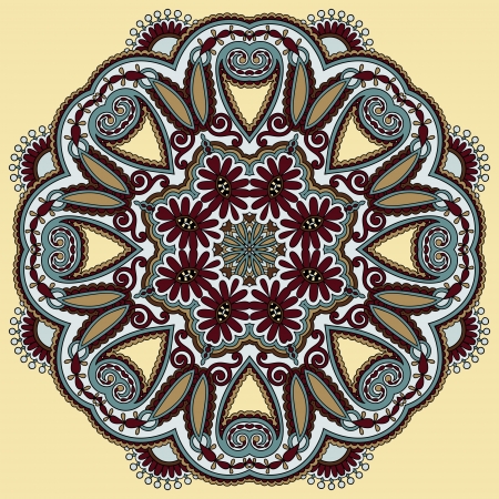 Circle lace ornament, round ornamental geometric doily patternのイラスト素材