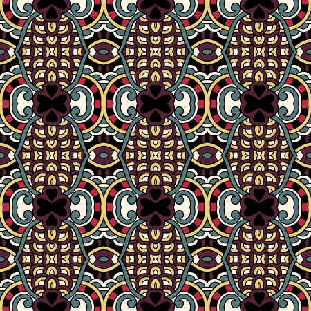 geometry vintage floral seamless patternのイラスト素材