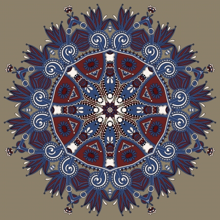 Circle lace ornament, round ornamental geometric doily patternのイラスト素材