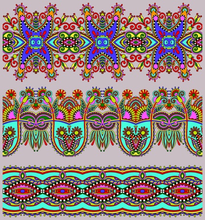 collection of seamless ornamental floral stripesのイラスト素材
