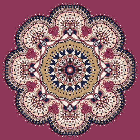 Circle lace ornament, round ornamental geometric doily patternのイラスト素材