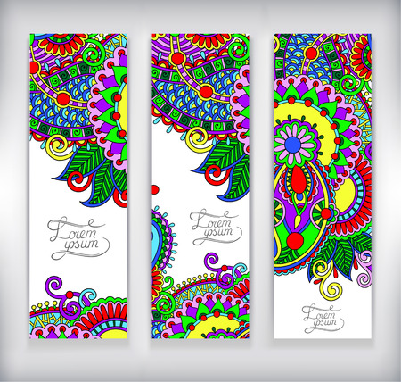 set of decorative flower template banner, card, web design with place for your text, vector illustrationのイラスト素材