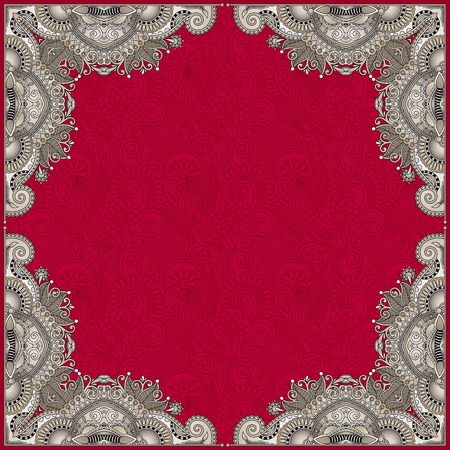 floral vintage frame, ukrainian ethnic style, vector illustrationのイラスト素材