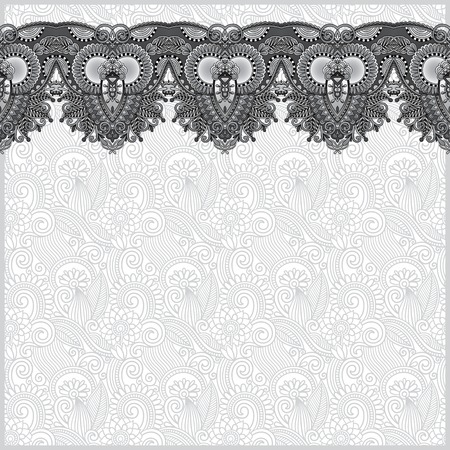 grey ornamental background with flower ribbon, stripe pattern, greeting card, black and white collectionのイラスト素材