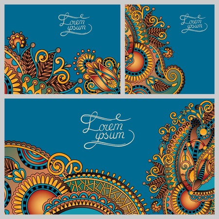 set of floral decorative background, template frame design for card, brochure, book, business card, postcard, wedding invitation, bannerのイラスト素材