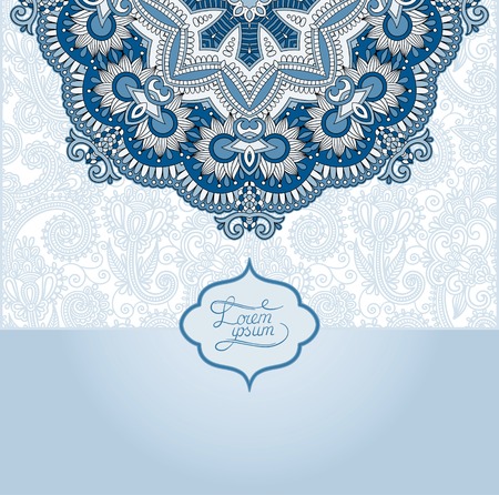 unusual floral ornamental template with place for your text, oriental vintage pattern for invitation party card, brochure design, postcard, packing, book coverのイラスト素材