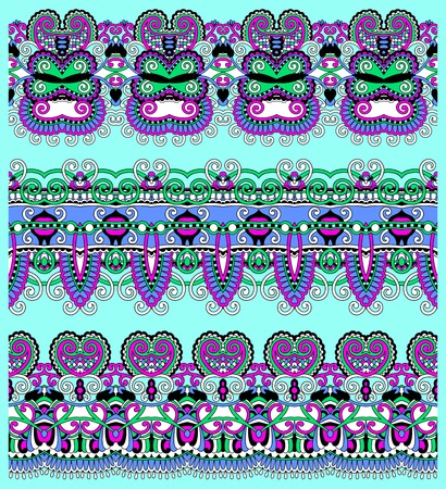 collection of seamless ornamental floral stripes, vector illustrationのイラスト素材