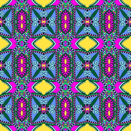 seamless geometry vintage pattern, ethnic style ornamental background, ornate floral decor for fabric design, endless texture, vector illustrationのイラスト素材