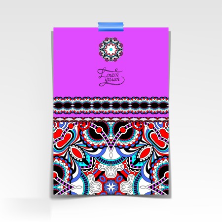 decorative sheet of paper with oriental floral design and place for your text, vector illustrationのイラスト素材