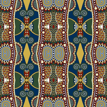 seamless geometry vintage pattern, ethnic style ornamental background, ornate floral decor for fabric design, endless textureのイラスト素材