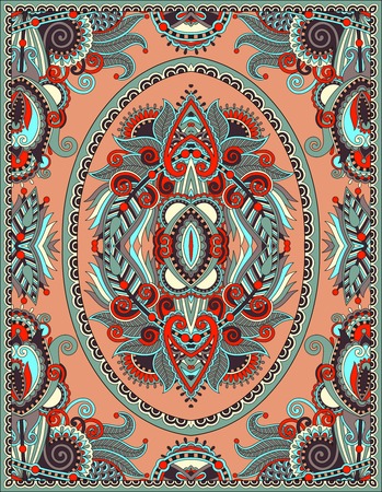 ukrainian floral carpet design for print on canvas or paper, karakoko style ornamental pattern, vector illustrationのイラスト素材