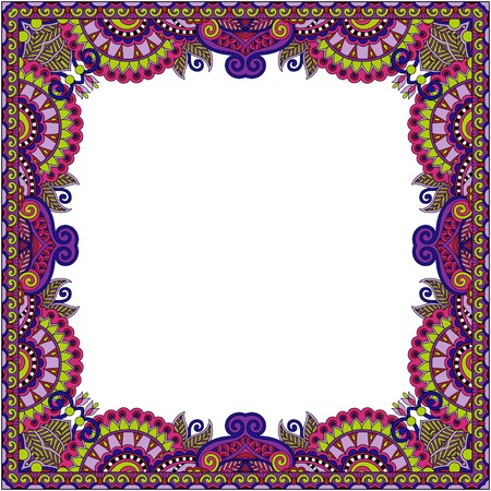 floral vintage frame, ukrainian ethnic style. Vector illustrationのイラスト素材